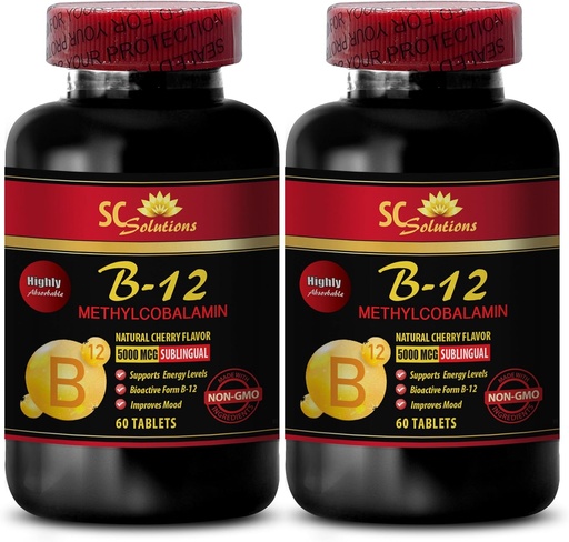 [BRSROFQEPMCBEGYZ] b12 Vitamins 5000 mcg - METHYLCOBALAMIN Vitamin B-12 5000 - Sports Nutrition Endurance, Energy Booster, Energy Supplements for Men Over 50, Vitamin b 12, Skin Support Supplements - 2 Bottles 120 Tabl