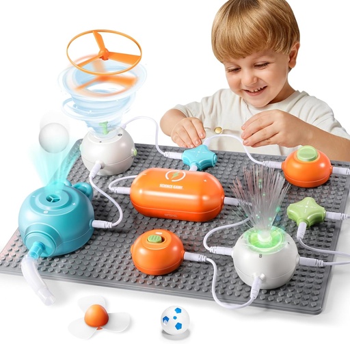 [BRSROGQZPINWMGQ4] Circuits Science Kit for Kids Ages 3-12 | 64 STEM Projects with 25 Electronic Parts | No Soldering, Kids Circuit Board Kit with Fan, RGB Lights| Educational STEM Toy Gift for Boys & Girls 6-8