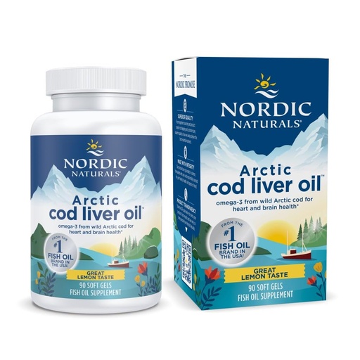 [BRSWIEIBBV4B4DAV] Nordic Naturals Arctic Cod Liver Oil, Lemon - 90 Soft Gels - 750 mg Total Omega-3s with EPA & DHA - Heart & Brain Health, Healthy Immunity, Overall Wellness - Non-GMO - 30 Servings