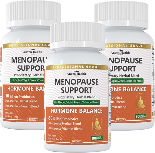 [BRSRAH34AUHRMGT2] Menopause Supplements for Women Menopause Probiotics Relief,Vitamin D3 & B6,Supports Hot Flashes, Night Sweats, Bloating & Gut Health with Black Cohosh, Collagen | 270 Veggie Caps
