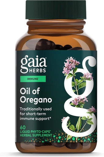 [BRSWIYL7C4ARSADI] Gaia Herbs Oil of Oregano - Immune & Antioxidant Support Supplement - with Oregano Oil, Carvacrol & Thymol* - 60 Vegan Liquid Phyto-Capsules (30-Day Supply)