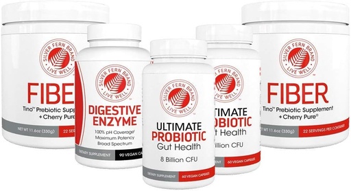 [BRSWGC35OEFQMCY6] Silver Fern Brand 60 Day Digestive System Reboot Kit - Gut Health Maintenance &Support - Probiotic, Fiber & Digestive Enzymes