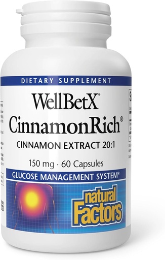 [BRSWIY3QAEAGGHDY] Natural Factors WellBetX CinnamonRich Extract 150 mg, 60 Capsules