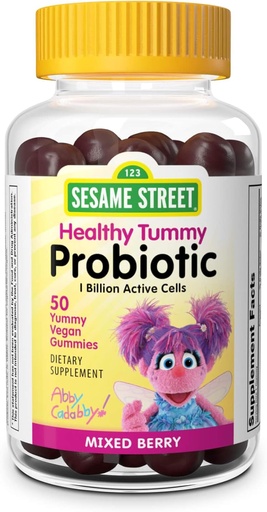 [BRSRA2YQDECBMFAU] Webber Naturals Sesame Street Healthy Tummy Probiotics for Kids, 1 Billion Active Cells per Gummy, 50 Gummies, for Digestive Health, Free of Gluten, Dairy, Peanut & Gelatin, Vegan