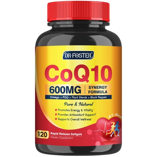 [BRSROFAYB54BMDTA] CoQ10 600 mg Softgels CoQ10 Supplement - CQ10 Coenzyme-Q10 with Omega 3 & PQQ & Vitamin E, CoQ10 400mg Softgels, 60 Servings