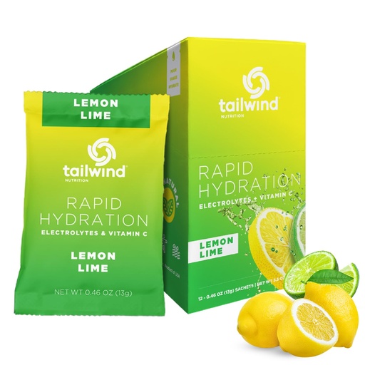 [BRSROAL5DN5GOFY2] Tailwind Nutrition Rapid Hydration, Electrolyte & Hydration Powder, Vitamin C & Sea Salt Exercise Workout Mix, Lemon Lime, Pack of 12 Sticks