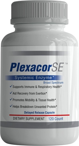 [BRSWGZAQBEDQIA35] New Plexacor Multi-Enzymes Fibrin Defense, 6-in-1 SuperEnzyme Blend with Rutin, Serrapeptase & Superior Turmeric for Healthy Immune Support - 120 Count