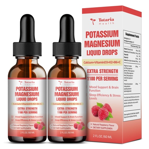 [BRSRAGT3AV7GO3TZ] Potassium Magnesium Supplement Liquid Drops - High Absorption Potassium Supplement with Magnesium, Calcium, Vitamin D3 K2, Vegan, Non-GMO Potasio Support Leg Cramps, Bone, Muscle - 4 Fl oz
