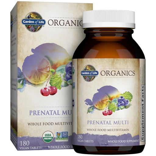 [BRSWIGL4BUGBQCY5] Garden of Life Organics Prenatal Multivitamin with Folate, B6, B12, D3 & Iron – Prenatal Vitamins for Women with Energy Metabolism Support for Healthy Fetal Development, Non-GMO, Vegan, 60 Servings