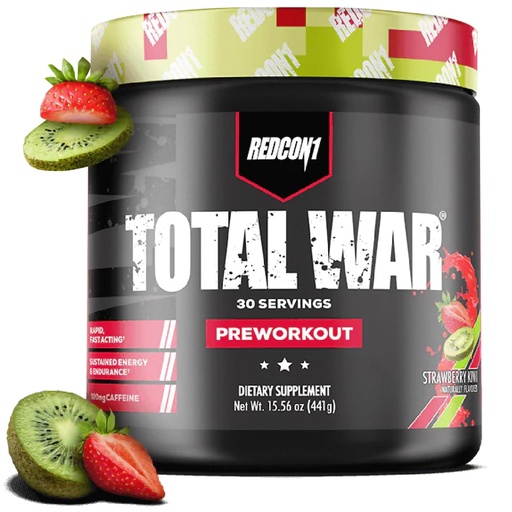 [BRSWYAQ6OEMWGETZ] REDCON1 Total War Pre Workout, Strawberry Kiwi - Fast Acting Caffeinated Preworkout for Men + Women with Beta Alanine - Contains Citrulline Malate for Increased Pump, Blood Flow (30 Servings)