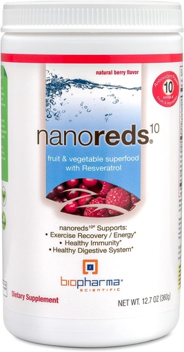 [BRSWIYL6CYNGODDU] Biopharma Scientific Nanoreds: Reds Superfood Fruit & Vegetable Powder Smoothie Mix for Digestive Health & Immunity with Antioxidants, VitaminC, Elderberry, Pomegranate, Berry Flavor, 30 Servings