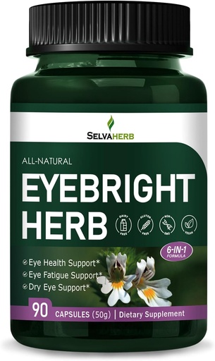 [BRSRAGQ3BMNWAHTV] Eyebright Herb Capsules, Natural Herbal Extract for Eye Health Support, Eye Fatigue Support & Dry Eye Support. 90Capsules