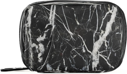 [BRSW2EA5AEFQ4GQ3] Black and White Marble Pill Box 7 Day Pill Case Travel Pill Organizador Bag con Zipper Portable Weekly Case Tamaño compacto para o suplemento de vitamina