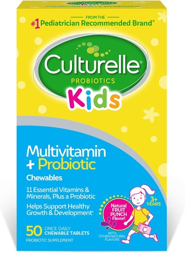 [BRSWGHD6DECGOYDX] 儿童文化(Culturelle Kids) 完成可烹饪的多维他命 + 育婴,年龄3+,50个计数,消化健康,口腔健康和免疫支持 - 配有11个维生素和矿物,包括维生素C,D3和锌.