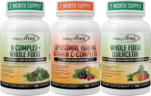 [BRSROZA6AECBE3L7] MoxyVites B-Complex - Liposomal Vitamin C - Quercetin for Energy Support - The Perfect Energy Trifecta