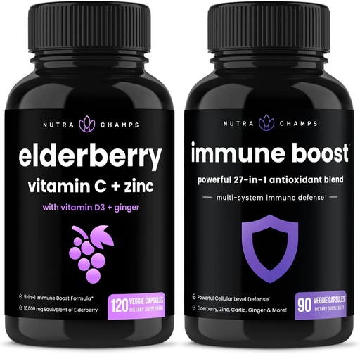 [BRSWYGL6C4MAK23D] NutraChamps Elderberry and (2-Pack) Immune Boost Bundle
