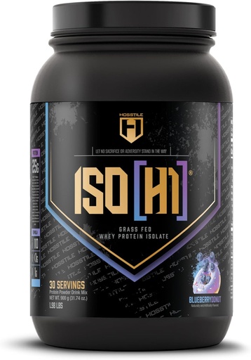 [BRSRAZICOUCBM3LD] HOSSTILE ISO[H1] Grass Fed Whey Protein Temperasiyası Digestive Enzymes, Muscle Recovery üçün Whey Protein Toz, Post Workout Recovery İçki, Blueberry Donut, 30 Xidmət