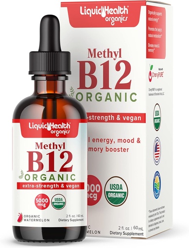 [BRSRMAAHOYMREDLO] LIQUIDSVEIKATOS USDA Organinis Metilo Vitaminas B12 Metilkobalaminas Skysti lašai su tartų vyšnių sultys - Boost Energy, Imuninė parama, Pagerinti Atmintis & Koncentracija - JAV Pagaminta, Vegan, Non- GMO (2 oz)