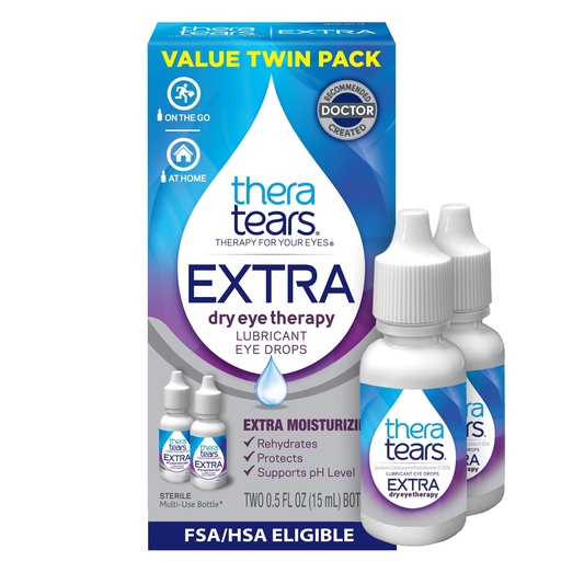 [BRSWGBA3CIIWMGYY] TheraTears Extra Dry Eye Therapy Lubricating Eye Drops for Dry Eyes, 0.5 fl oz Bottle, 2 Count(Pack of 1)