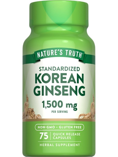 [BRSWGCT3OR7RQYI4] Nature's Truth Korean Ginseng Capsules | 75 Count | Standardized Extract | Non-GMO & Gluten Free Supplement
