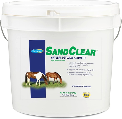 [BRSWIYQAOIDGECL4] Farnam SandClear Psyllium Crumbles Supplement for Horses, Helps Remove Sand from Colon & Supports Digestive Health, Apple/Molasses Flavor, 20 lbs.