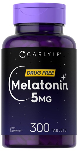 [BRSW2ZI3CUFREA3Z] Carlyle Melatonin 5mg | 300 Tablets | Drug Free Supplement | Vegetarian, Non-GMO, Gluten Free