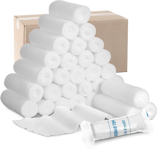 [BRSRM2Y2CN6BUYDH] Treela 100 Rolls Gauze Bandage, 4 in x 5 Yards, Elastic Bandages Individual Packaging Sterile Non Latex First Aid Pads Medical Breathable Gauze Roll Wrap for Safety Wound Caring and Supplies