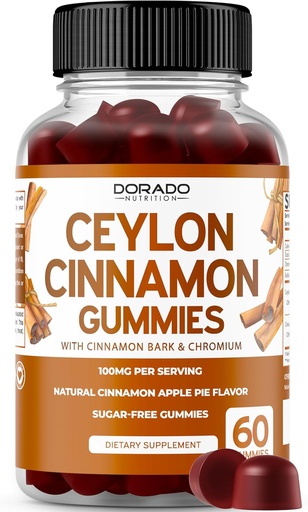 [BRSRAZYNCAHWCDY2] Ceylon Cinnamon Gummies (60 Count) Apple Cider Vinegar Cinnamon, Turmeric, Berberine & Ginseng for Digestion Overall Wellness Support - Ceylon Supplements - Vegan Safe & USA Made