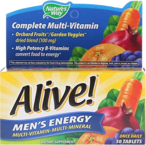 [BRSWIYIYAAPQK3TM] Nature’s Way Alive! Men’s Energy Complete Multivitamin, High Potency B-Vitamins, 50 Tablets