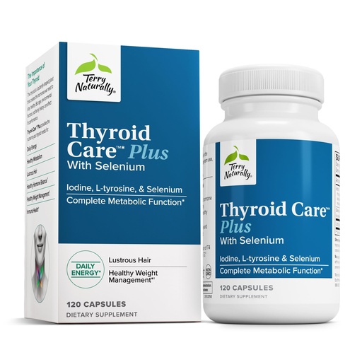 [BRSRMZ33CN6GOHLJ] Terry Naturally Thyroid Care Plus - Supplement to Aid Thyroid - Dietary Supplement for Energy & Healthy Hair Support - Supplement with L-Tyrosine & Selenium - 120 Capsules