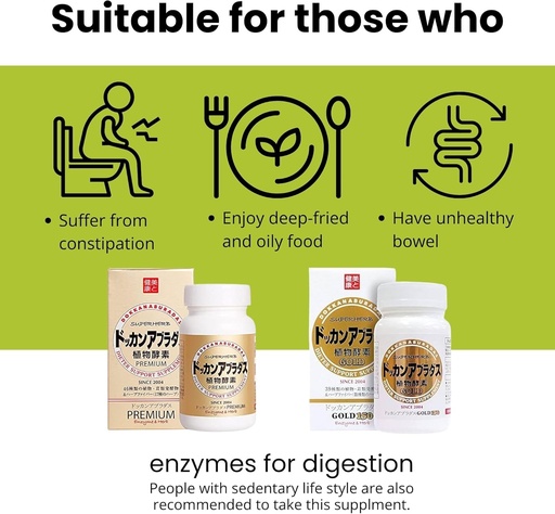 [BRSWKHY5AEBAEA3V] Natural Digestive Enzymes & Herbal Digestive Enzymes Fiber Supplement for Women, with 39 Plant " 7 Herbal Blends for Energy " Metabolism Support, Gold 150 Tablets, from Japan, 2 EA
