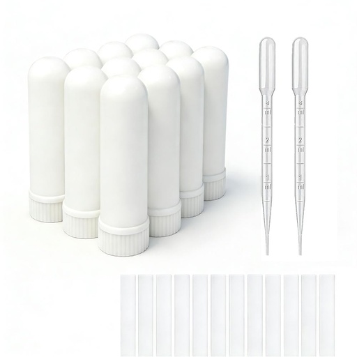 [BRSWGYAPBN7GOYDO] 12 Sets Essential Oil Aromatherapy Tubes Inhaler Sticks Blank Nasal Inhalers(12 Complete Sticks) + 2 Polyethylene Pipette Droppers