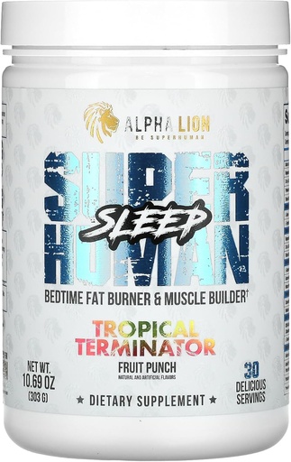 [BRSW2ZTYOUPAIG3G] ALPHA LION Superhuman Sleep Supplement, Night Time Aid, Muscle Recovery, Muscle Builder & Gainer, Improves Body Composition (30 Servings, Fruit Punch Flavor)