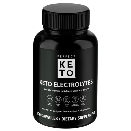 [BRSWGFAHOYHGECDO] Perfect Keto Electrolytes Capsules, Gluten Free, Electrolyte Supplement with Magnesium, Calcium, Potassium and Sodium, Hydration, Energy, Recovery and Immune Support, Unflavored, 120 Servings