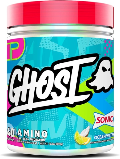 [BRSW2CQOC4MQGH3A] GHOST Amino: Essential Amino Acid Supplement, Sonic Ocean Water - 40 Servings - Intra-Workout Powder for Hydration and Recovery 4.5g BCAA & 5.5g EAA - Soy & Gluten-Free, Vegan