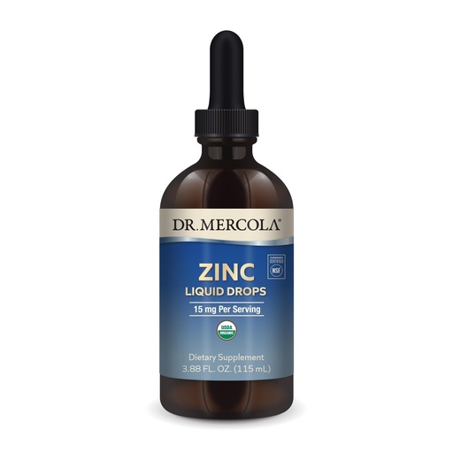 [BRSWYELQBEFWG3TZ] Dr. Mercola Zinc Liquid Drops - Supports Immune & Organ Health - 15 mg Organic Zinc Liquid Drops - USDA Organic - NSF Certified - Non-GMO, Gluten-Free & Soy-Free - 3.88 fl oz (28 Servings)