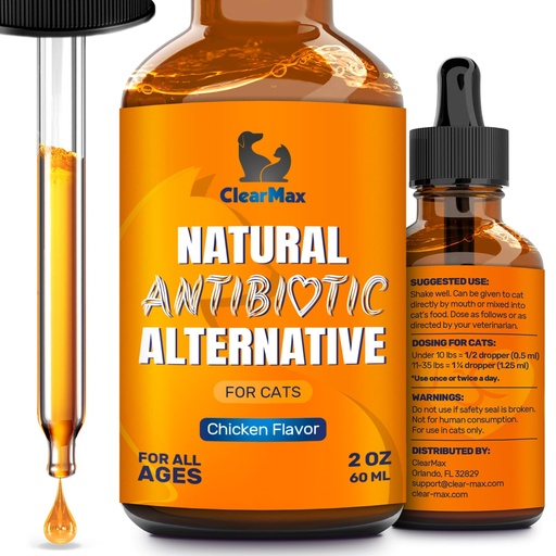 [BRSROZ36OZ5GEG3X] Cat Antibiotic for Cough, Allergies & UTIs – Chicken Taste, 2 Oz | Antibiotics for Cats to Aid with Digestive Moments – Hips & Joints Support