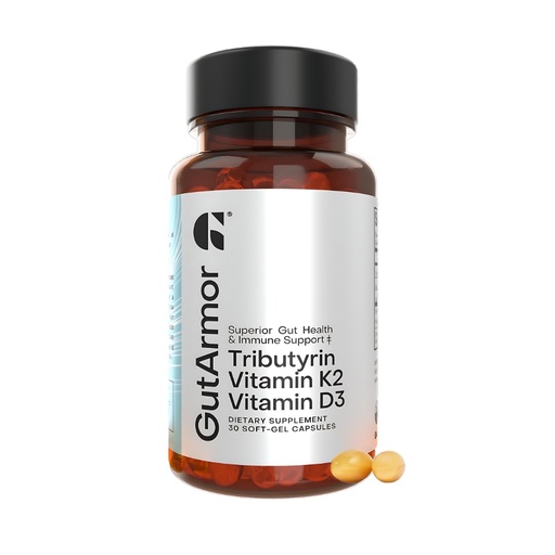 [BRSRAZQYAABW2YLH] Gut & Heart Health + Immune Support | 1 Month Supply | 30 Soft Gel Capsules | Pure Butyrate 350mg & Vitamin D3 2000IUs & Vitamin K2 120mcg | Heart Health | Gastrointestinal Support