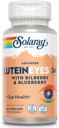 [BRSWIZYZOMPBEELK] SOLARAY Advanced Lutein Eyes 24 mg - Lutein and Zeaxanthin Supplements - Eye Health Support with Blueberry and Bilberry Extract - Vegan, 60-Day Guarantee, Lab Verified - 60 Servings, 60 VegCaps