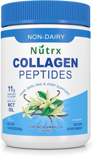 [BRSRM2QYAAHAK3I7] Collagen Peptides Powder Vanilla - Sugar Free, Non-Dairy Collagen Protein Powder - Dissolves Easy, No Clumps Collagen Powder with Vital Proteins, Collagen Protein Supplements - by Nutrx