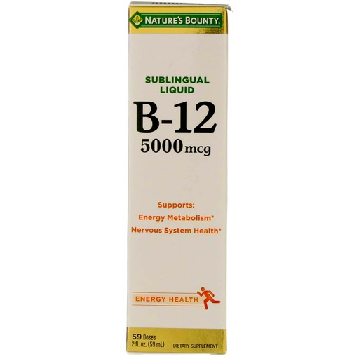 [BRSWIGQIOR5B4GAZ] Nature's Bounty B-12 5000 mcg Sublingual Liquid Energy Health 2 oz (Pack of 2)