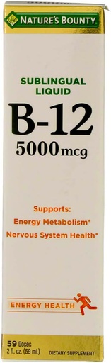 [BRSWIGQIPNYB2FD4] Nature 's Bounty B- 12 5000 mcg Sublingual Liquid Energy Health 2 oz (pakke med 4)