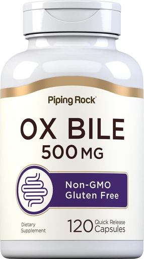 [BRSWYYARBYFR6DI2] Piping Rock Ox Bile Supplement 500mg | 120 Capsules | Digestive Enzyme | Non-GMO, Gluten Free