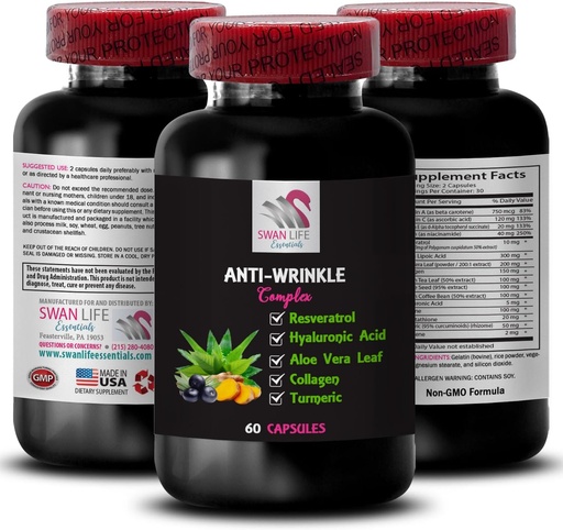 [BRSRAGD2CNYQID33] Alpha Lipoic Acid Support - ANTI-WRINKLE COMPLEX - Aloe Vera Leaf Benefits, Collagen Boost, Green Tea Leaf Extract, Grape Seed Power, Green Coffee Bean Benefits, Hyaluronic Acid 1 Bottle 60 Caps