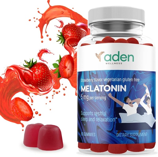 [BRSRMGIHOQFBUE3F] Extra Strength Melatonin Gummies for Adults and Teenagers - 5 mg por Serving - Natural Aids - Calm Gummies for a Good Night's Rest - 60 Chews