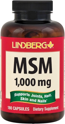 [BRSWIBIFARYA2CLE] MSM Capsules | 1000mg | 180 Count | Sulfur | Non GMO, Gluten Free Supplement | By Lindberg