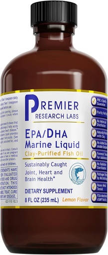[BRSWYBDRBUNGODTV] Premier Research Labs EPA/DHA Marine Liquid - Omega 3 Fish Oil Liquid, Omega 3 Liquid Fish Oil συμπλήρωμα για ενήλικες, κοινή, καρδιά, & υποστήριξη για την υγεία του εγκεφάλου - 8 Fl Oz μπουκάλι