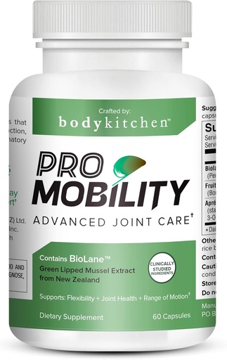 [BRSRMFL2AV7AOC3A] Body Kitchen ProMobility Joint & Muscle Support – 1050 mg Green-Lipped Mussel Extract, FruiteX-B® & Boswellia for Mobility & Comfort (60 Capsules)