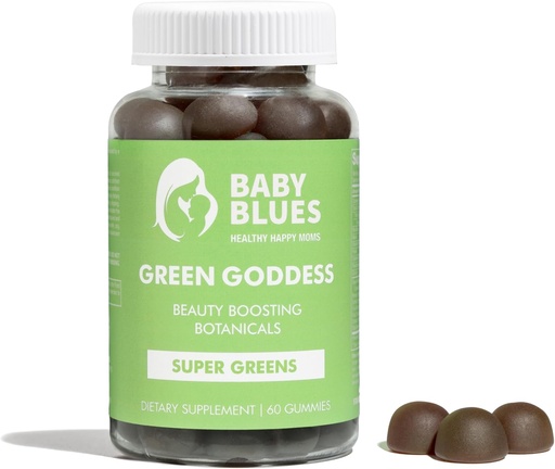 [BRSRAGATCAORAALH] Baby Blues Green Goddess Gummies, 60 Count Dietary Supplement, Plant-Based, Gummy Form