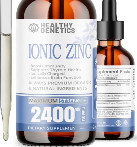 [BRSW2HAKBAIAA3DA] Liquid Zinc Drops Concentrate for entire family | 240 Day Supply | Zinc Sulfate 2400mg | Immunity, Mood, Brain Thyroid | 2 Oz